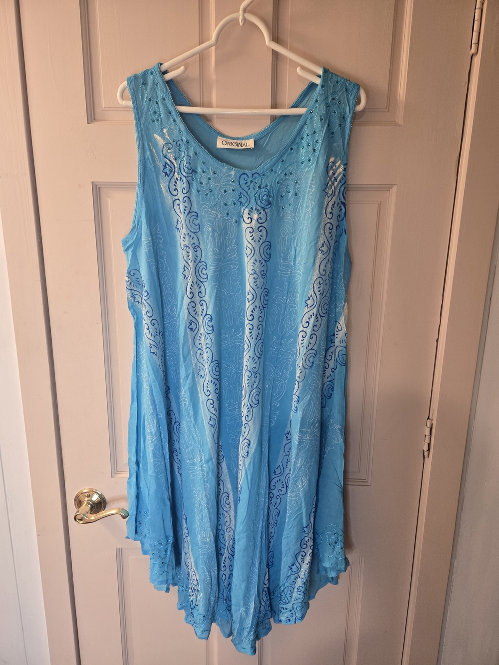 Light Blue Sleeveless Boho Tunic Dress
